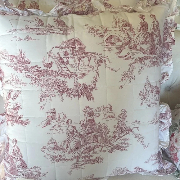 Pair Euro Shams NEW Country Toile Russet Shabby Chic by Cabbages & Roses London - Picture 4 of 9